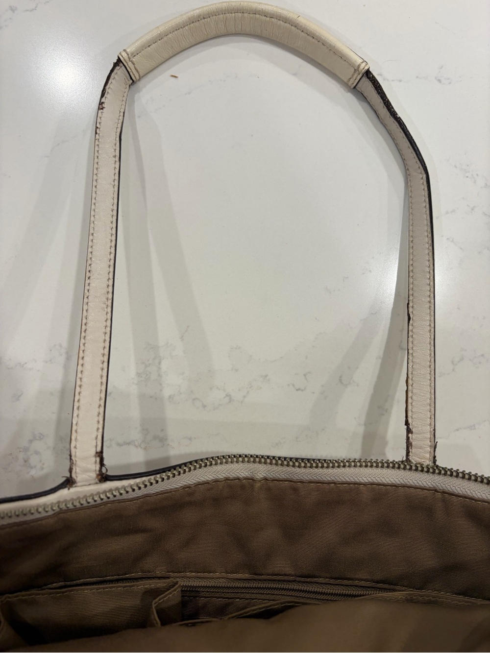 Vintage Coach Brown and Cream Signature Tote - Gem